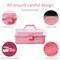 12'' Three-Layer Multipurpose Storage Box Organizer Folding Tool Box/Art & Crafts Case/Sewing Supplies Organizer/Medicine Box/Family First Aid Box with 2 Trays (Pink)